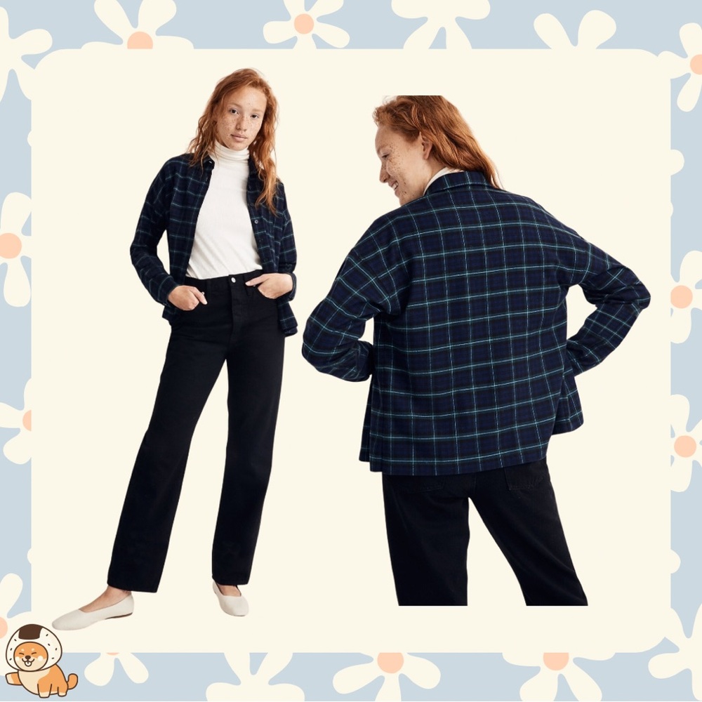 Madewell Flannel Bromley Shirt in Bryanston Plaid, Sz Sm